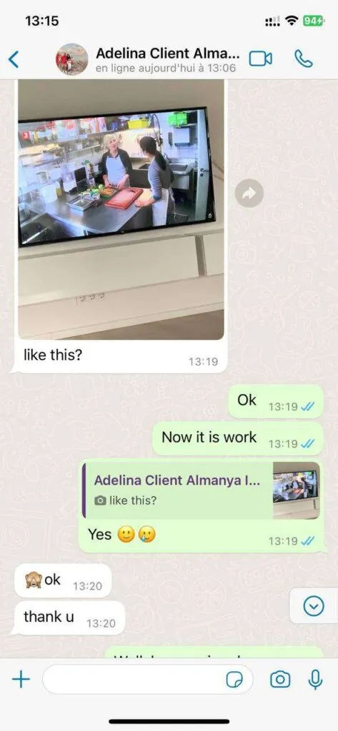 WhatsApp conversation demonstrating fast technical support 4